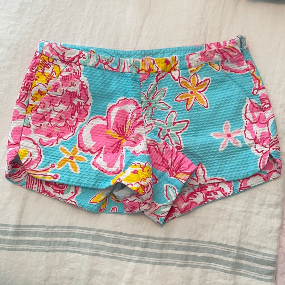 Lilly Pulitzer aqua pink yellow shorts 2